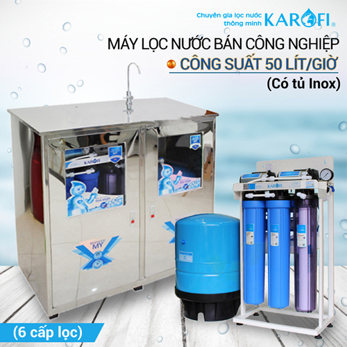 Mẫu máy lọc nước nước Karofi bán công nghiệp – KB50 50L/H (tủ inox)