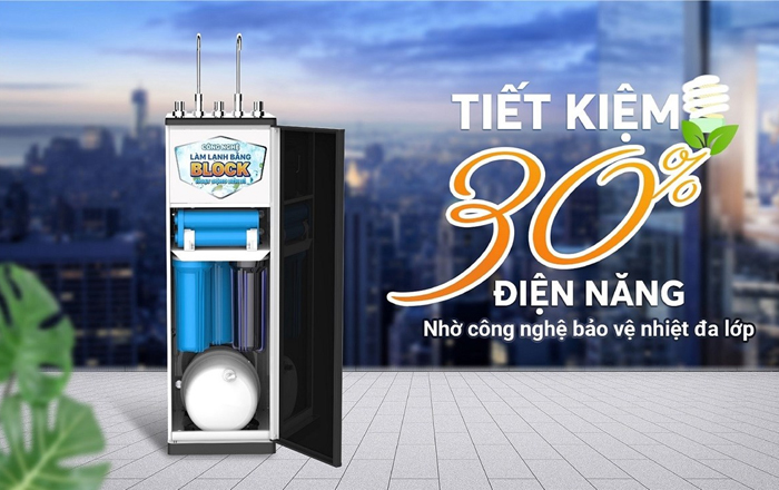 Máy lọc nước nóng lạnh Karofi KAD-D66 tiết kiệm 30% điện năng nhờ công nghệ bảo vệ nhiệt đa lớp