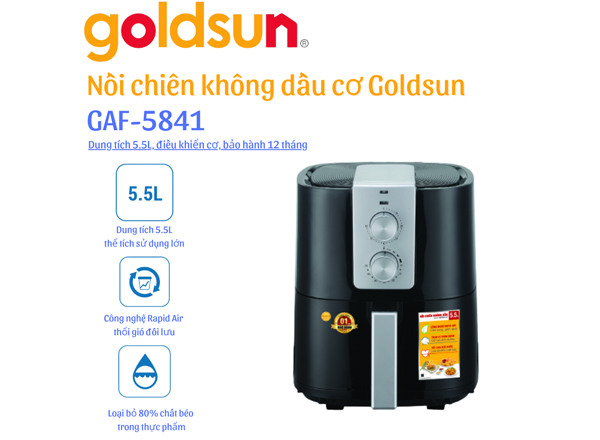 NỒI CHIÊN KHÔNG DẦU Goldsun GAF5841-M (5.5L)